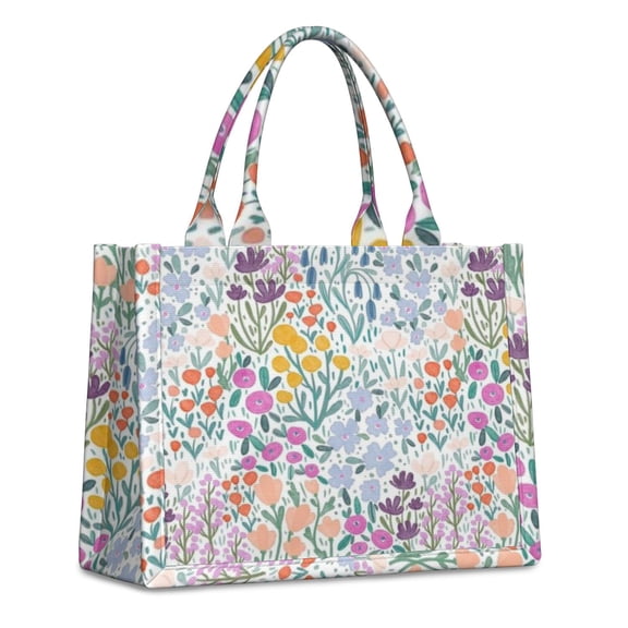 Large Capacity Tote Bag,Pioneer Flower Floral Print Pattern Handbag Fashion Luxury Tote Bag,15.7"x13"x 5.1" Inches,Laptop Compatible