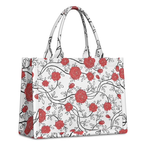 Large Capacity Tote Bag,Pioneer Flower Floral Print Pattern Handbag Fashion Luxury Tote Bag,15.7"x13"x 5.1" Inches,Laptop Compatible