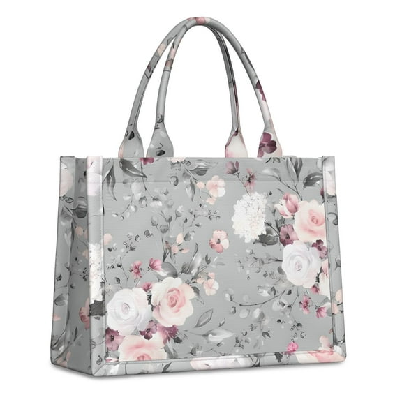 Large Capacity Tote Bag,Pioneer Flower Floral Print Pattern Handbag Fashion Luxury Tote Bag,15.7"x13"x 5.1" Inches,Laptop Compatible