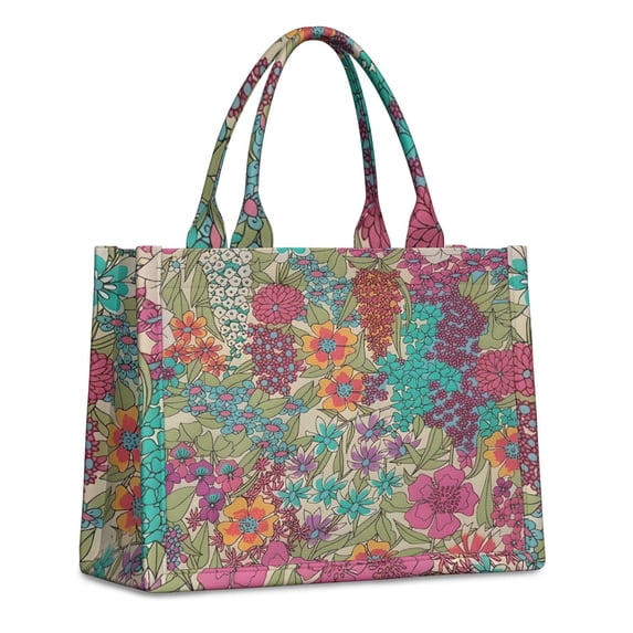 Large Capacity Tote Bag,Pioneer Flower Floral Print Pattern Handbag Fashion Luxury Tote Bag,15.7"x13"x 5.1" Inches,Laptop Compatible