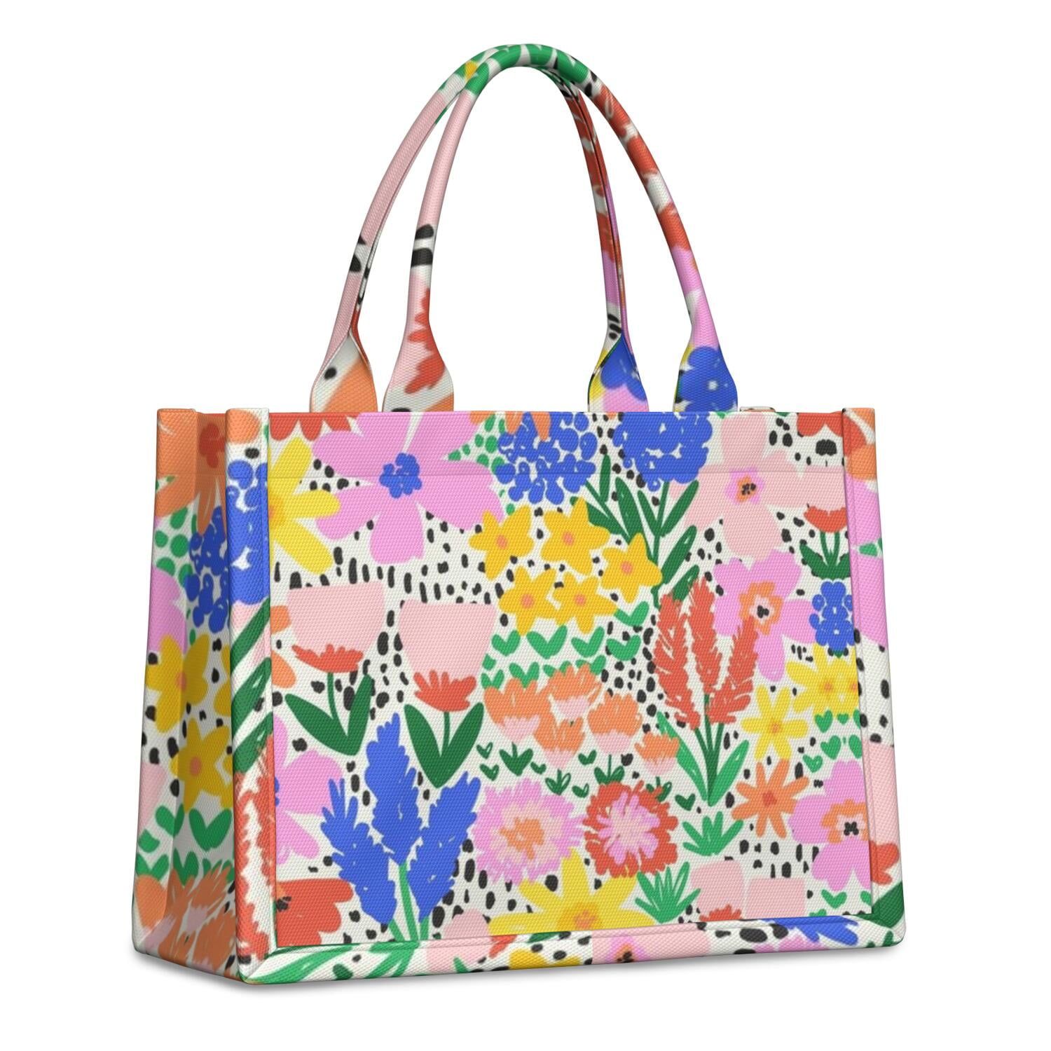Large Capacity Tote Bag,Pioneer Flower Floral Print Pattern Handbag Fashion Luxury Tote Bag,15.7"x13"x 5.1" Inches,Laptop Compatible