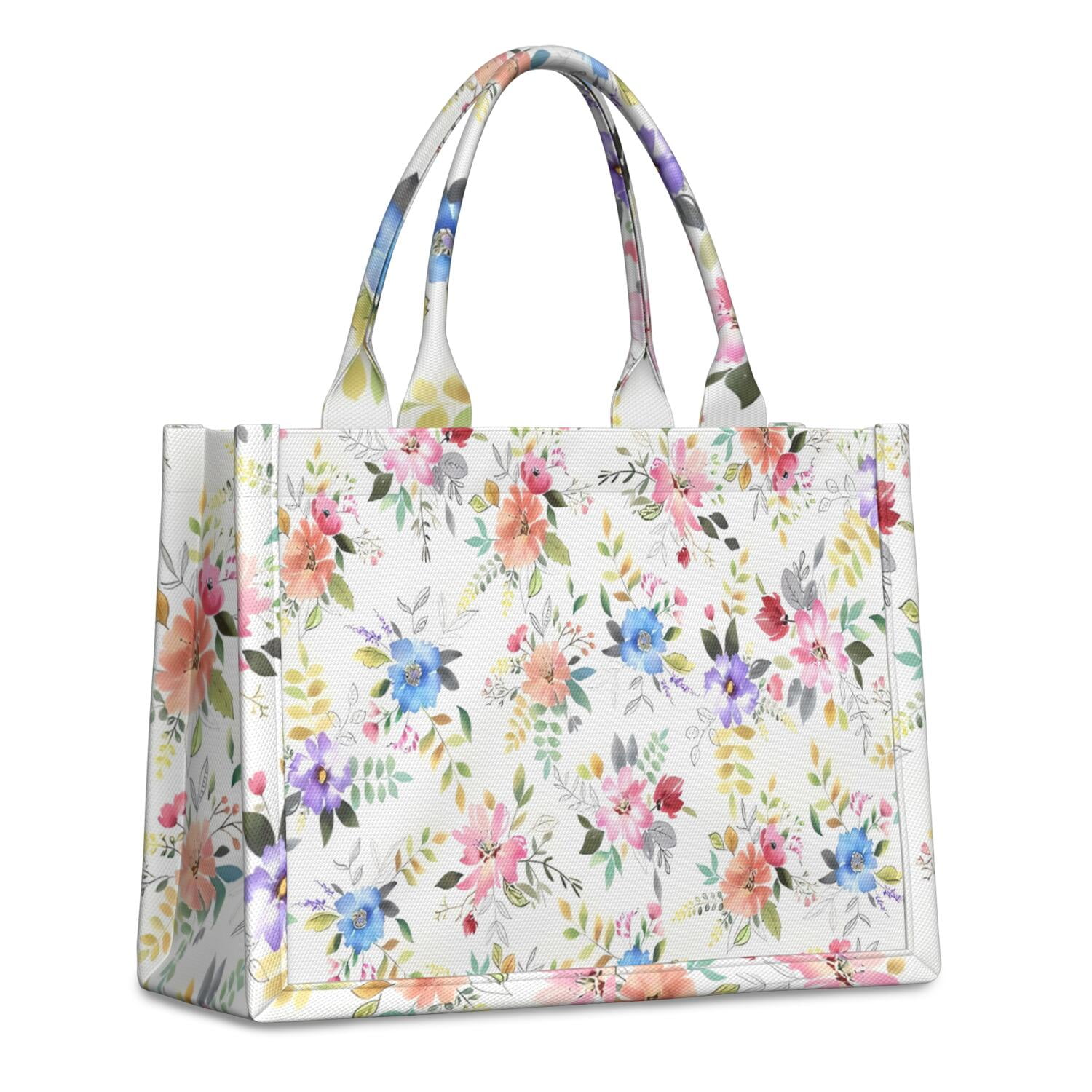 Large Capacity Tote Bag,Pioneer Flower Floral Print Pattern Handbag Fashion Luxury Tote Bag,15.7"x13"x 5.1" Inches,Laptop Compatible
