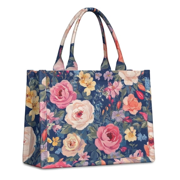 Large Capacity Tote Bag,Pioneer Flower Floral Print Pattern Handbag Fashion Luxury Tote Bag,15.7"x13"x 5.1" Inches,Laptop Compatible