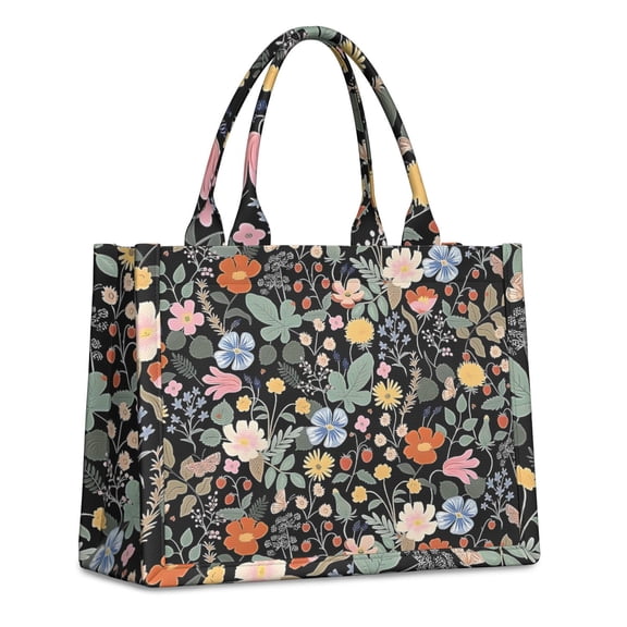 Large Capacity Tote Bag,Pioneer Flower Floral Print Pattern Handbag Fashion Luxury Tote Bag,15.7"x13"x 5.1" Inches,Laptop Compatible