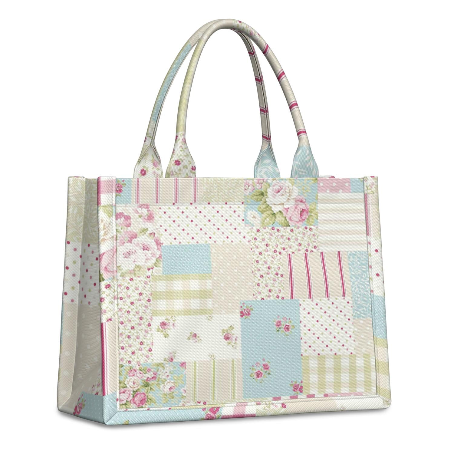 Large Capacity Tote Bag,Pioneer Flower Floral Print Pattern Handbag Fashion Luxury Tote Bag,15.7"x13"x 5.1" Inches,Laptop Compatible