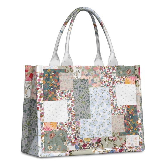 Large Capacity Tote Bag,Pioneer Flower Floral Print Pattern Handbag Fashion Luxury Tote Bag,15.7"x13"x 5.1" Inches,Laptop Compatible