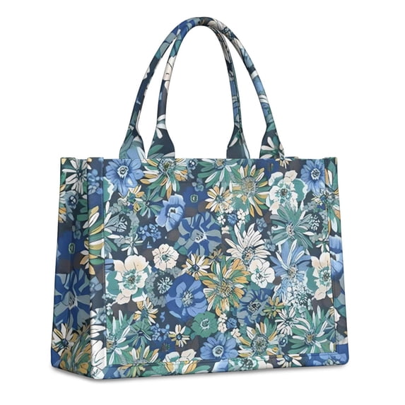 Large Capacity Tote Bag,Pioneer Flower Floral Print Pattern Handbag Fashion Luxury Tote Bag,15.7"x13"x 5.1" Inches,Laptop Compatible