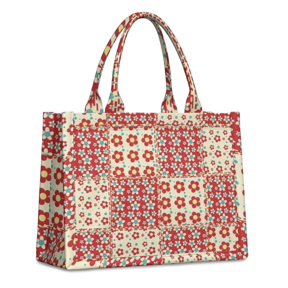 Large Capacity Tote Bag,Pioneer Flower Floral Print Pattern Handbag Fashion Luxury Tote Bag,15.7"x13"x 5.1" Inches,Laptop Compatible