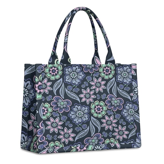 Large Capacity Tote Bag,Pioneer Flower Floral Print Pattern Handbag Fashion Luxury Tote Bag,15.7"x13"x 5.1" Inches,Laptop Compatible