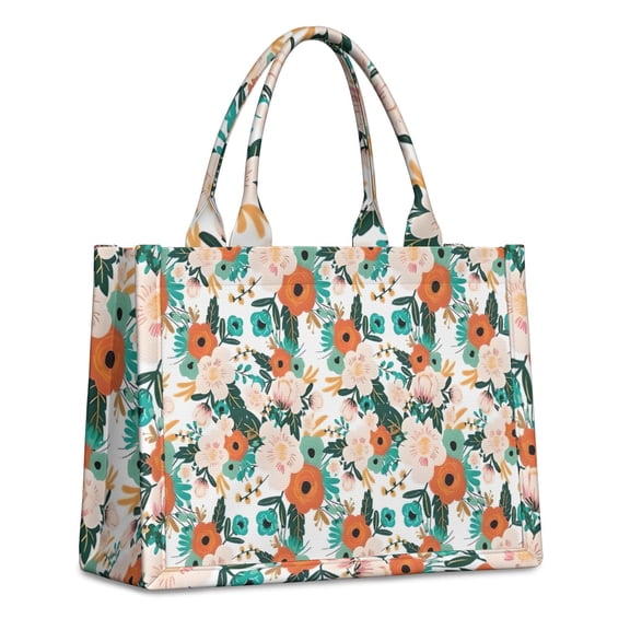 Large Capacity Tote Bag,Pioneer Flower Floral Print Pattern Handbag Fashion Luxury Tote Bag,15.7"x13"x 5.1" Inches,Laptop Compatible