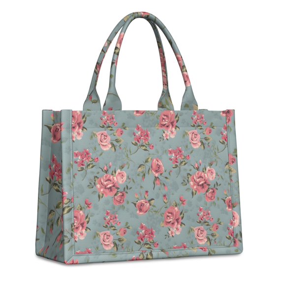 Large Capacity Tote Bag,Pioneer Flower Floral Print Pattern Handbag Fashion Luxury Tote Bag,15.7"x13"x 5.1" Inches,Laptop Compatible