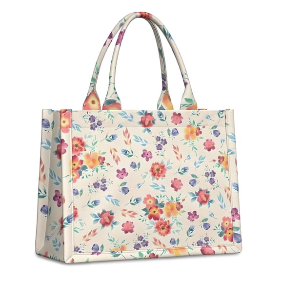 Large Capacity Tote Bag,Pioneer Flower Floral Print Pattern Handbag Fashion Luxury Tote Bag,15.7"x13"x 5.1" Inches,Laptop Compatible