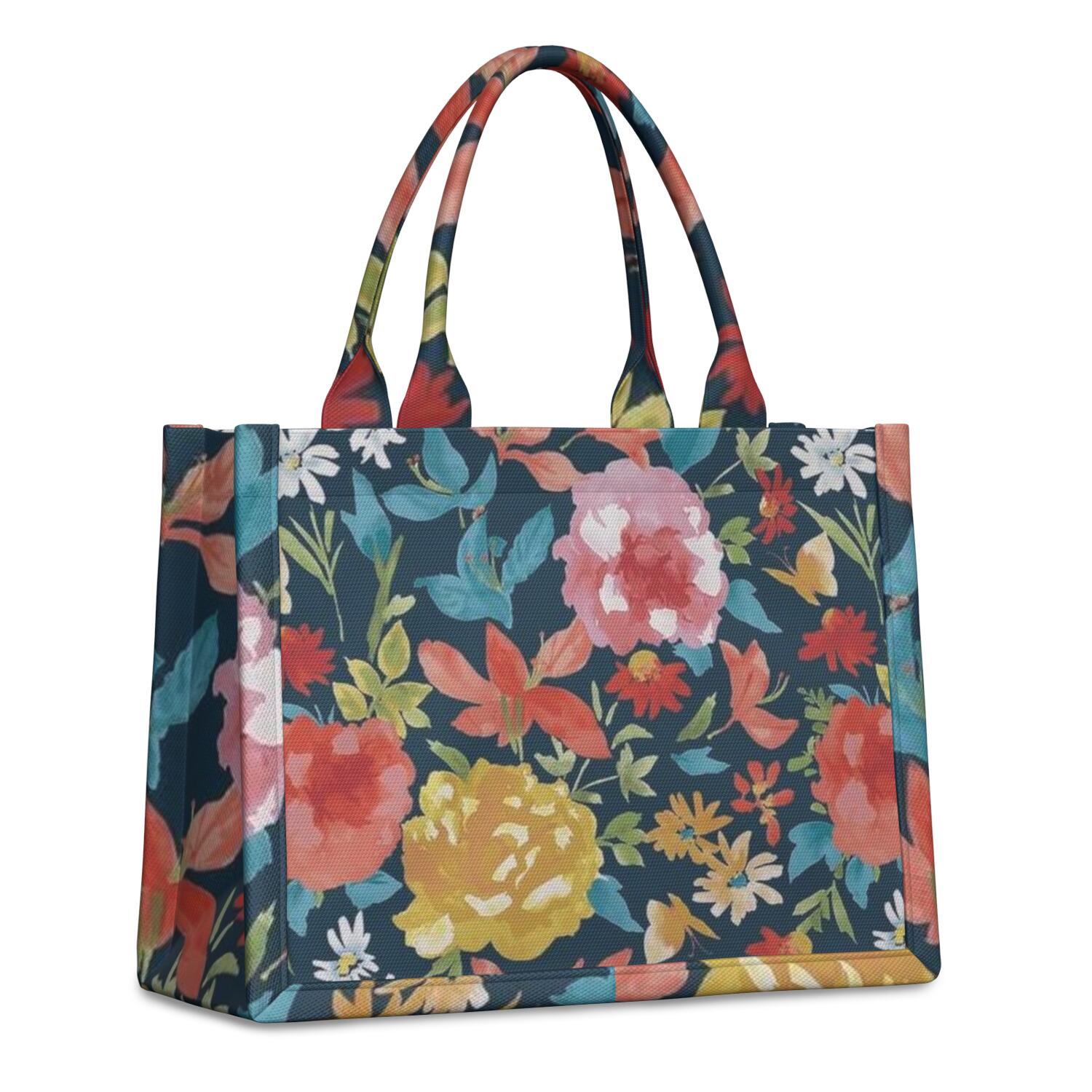 Large Capacity Tote Bag,Pioneer Flower Floral Print Pattern Handbag Fashion Luxury Tote Bag,15.7"x13"x 5.1" Inches,Laptop Compatible