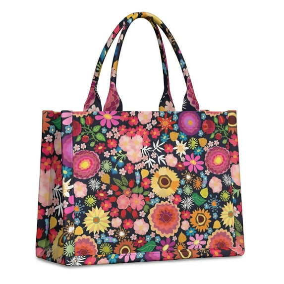 Large Capacity Tote Bag,Pioneer Flower Floral Print Pattern Handbag Fashion Luxury Tote Bag,15.7"x13"x 5.1" Inches,Laptop Compatible