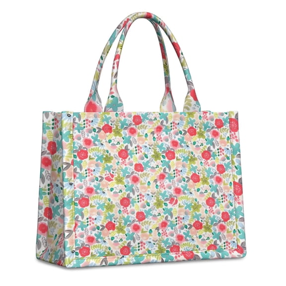 Large Capacity Tote Bag,Pioneer Flower Floral Print Pattern Handbag Fashion Luxury Tote Bag,15.7"x13"x 5.1" Inches,Laptop Compatible