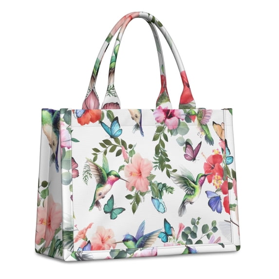 Large Capacity Tote Bag,Pioneer Flower Floral Print Pattern Handbag Fashion Luxury Tote Bag,15.7"x13"x 5.1" Inches,Laptop Compatible