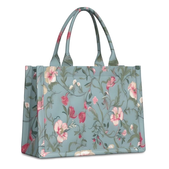 Large Capacity Tote Bag,Pioneer Flower Floral Print Pattern Handbag Fashion Luxury Tote Bag,15.7"x13"x 5.1" Inches,Laptop Compatible