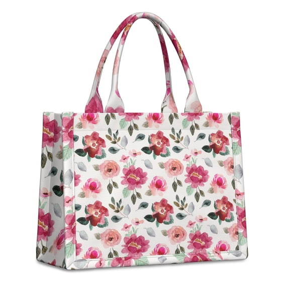 Large Capacity Tote Bag,Pioneer Flower Floral Print Pattern Handbag Fashion Luxury Tote Bag,15.7"x13"x 5.1" Inches,Laptop Compatible