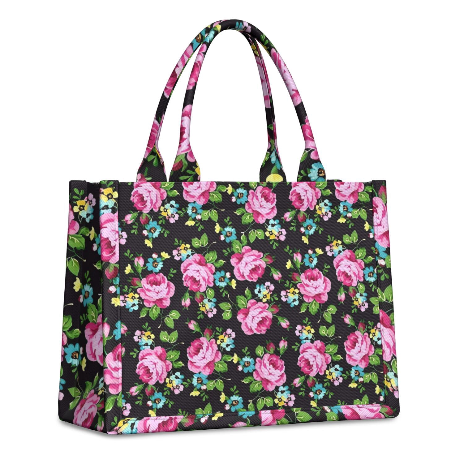 Large Capacity Tote Bag,Pioneer Flower Floral Print Pattern Handbag Fashion Luxury Tote Bag,15.7"x13"x 5.1" Inches,Laptop Compatible