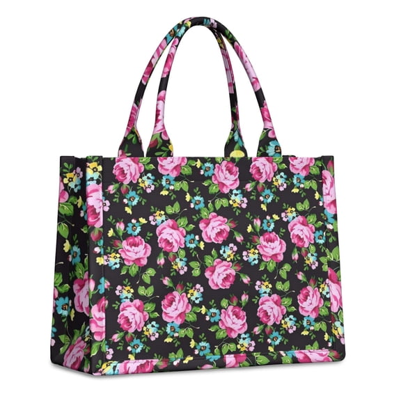 Large Capacity Tote Bag,Pioneer Flower Floral Print Pattern Handbag Fashion Luxury Tote Bag,15.7"x13"x 5.1" Inches,Laptop Compatible