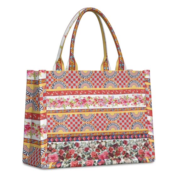 Large Capacity Tote Bag,Pioneer Flower Floral Print Pattern Handbag Fashion Luxury Tote Bag,15.7"x13"x 5.1" Inches,Laptop Compatible