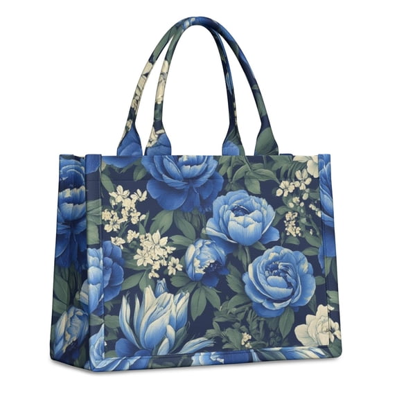 Large Capacity Tote Bag,Pioneer Flower Floral Print Pattern Handbag Fashion Luxury Tote Bag,15.7"x13"x 5.1" Inches,Laptop Compatible