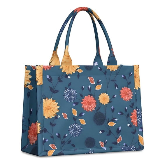 Large Capacity Tote Bag,Pioneer Flower Floral Print Pattern Handbag Fashion Luxury Tote Bag,15.7"x13"x 5.1" Inches,Laptop Compatible