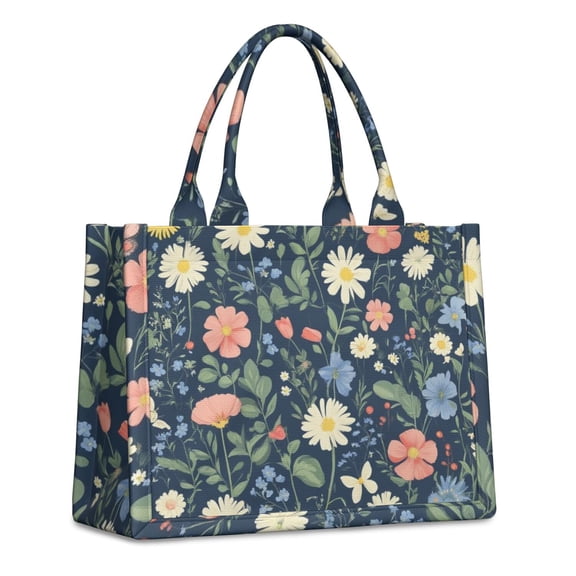 Large Capacity Tote Bag,Pioneer Flower Floral Print Pattern Handbag Fashion Luxury Tote Bag,15.7"x13"x 5.1" Inches,Laptop Compatible