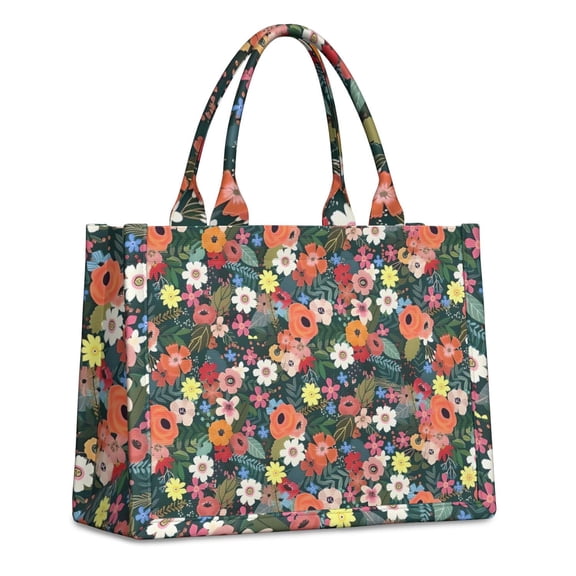 Large Capacity Tote Bag,Pioneer Flower Floral Print Pattern Handbag Fashion Luxury Tote Bag,15.7"x13"x 5.1" Inches,Laptop Compatible
