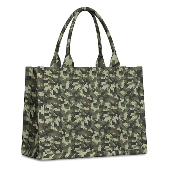 Large Capacity Tote Bag,Pixel Green Camo Digital Pattern Handbag Fashion Luxury Tote Bag,15.7"x13"x 5.1" Inches,Laptop Compatible