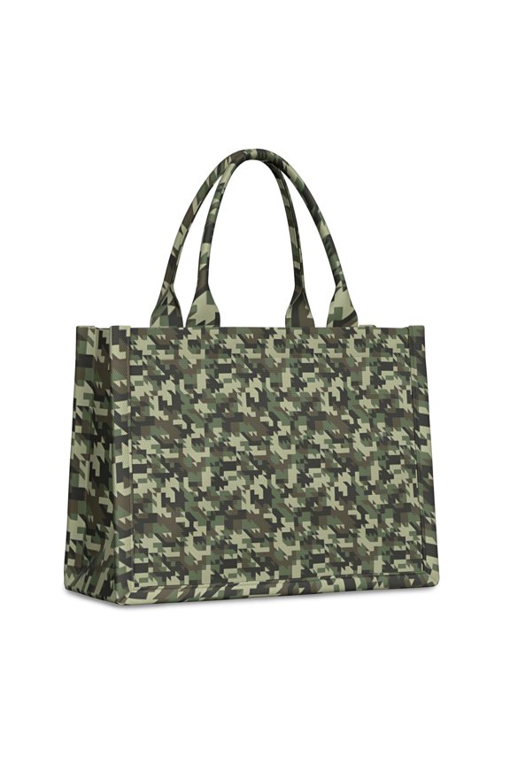Large Capacity Tote Bag,Pixel Green Camo Digital Pattern Handbag Fashion Luxury Tote Bag,15.7"x13"x 5.1" Inches,Laptop Compatible