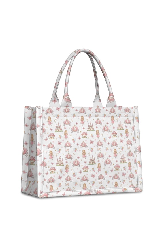 Large Capacity Tote Bag,Princess Carriage Castle Pattern Handbag Fashion Luxury Tote Bag,15.7"x13"x 5.1" Inches,Laptop Compatible