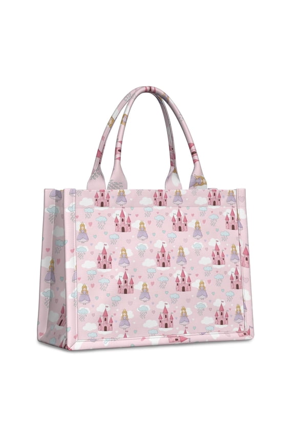 Large Capacity Tote Bag,Princess Castle Cloud Pattern Handbag Fashion Luxury Tote Bag,15.7"x13"x 5.1" Inches,Laptop Compatible
