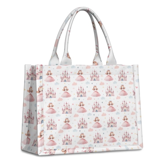 Large Capacity Tote Bag,Princess Castle Pattern Handbag Fashion Luxury Tote Bag,15.7"x13"x 5.1" Inches,Laptop Compatible