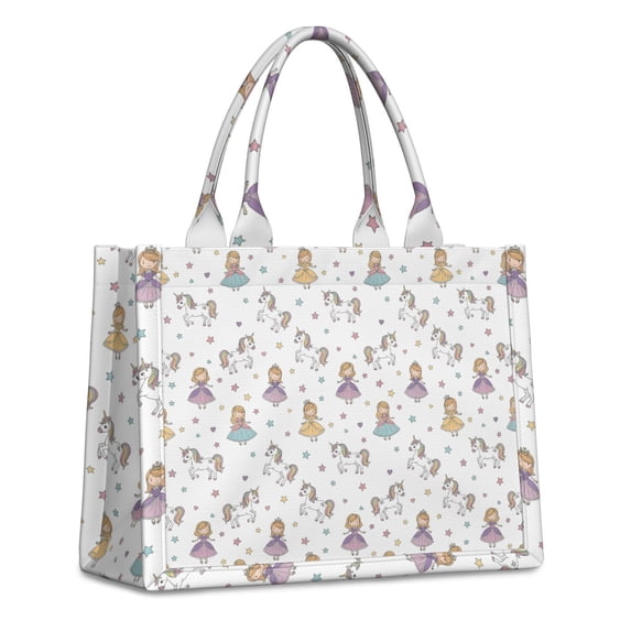 Large Capacity Tote Bag,Princess Unicorn Star Pattern Handbag Fashion Luxury Tote Bag,15.7"x13"x 5.1" Inches,Laptop Compatible