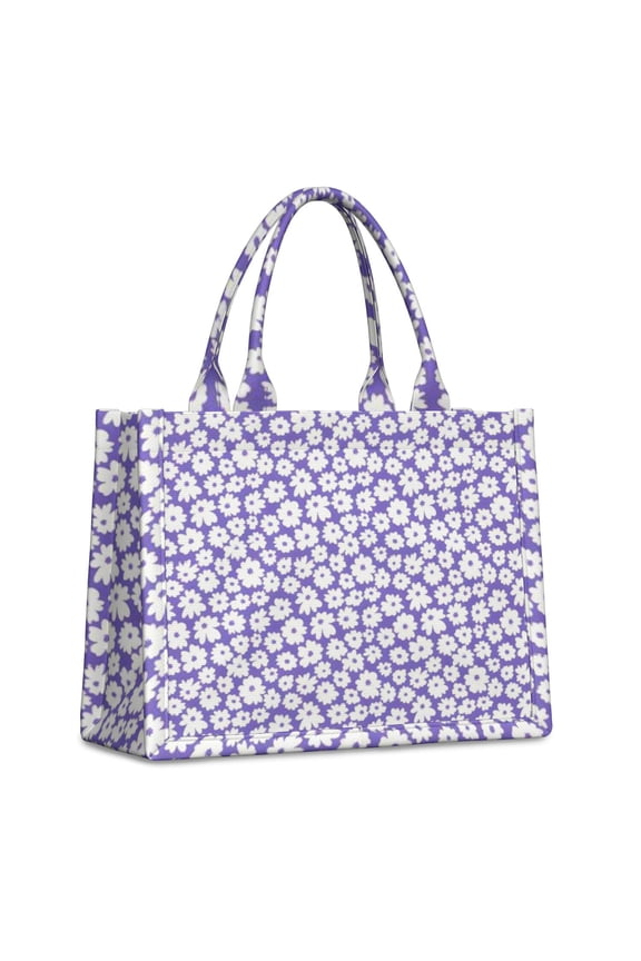 Large Capacity Tote Bag,Purple Daisy Flower Pattern Handbag Fashion Luxury Tote Bag,15.7"x13"x 5.1" Inches,Laptop Compatible