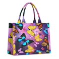 thumbnail image 1 of Large Capacity Tote Bag,Purple Yellow Blue Butterfly Pattern Handbag Fashion Luxury Tote Bag,15.7"x13"x 5.1" Inches,Laptop Compatible, 1 of 6