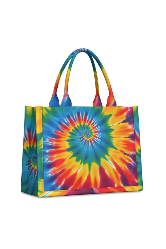 Large Capacity Tote Bag,Rainbow Tie Dye Mandala Pattern Handbag Fashion Luxury Tote Bag,15.7"x13"x 5.1" Inches,Laptop Compatible