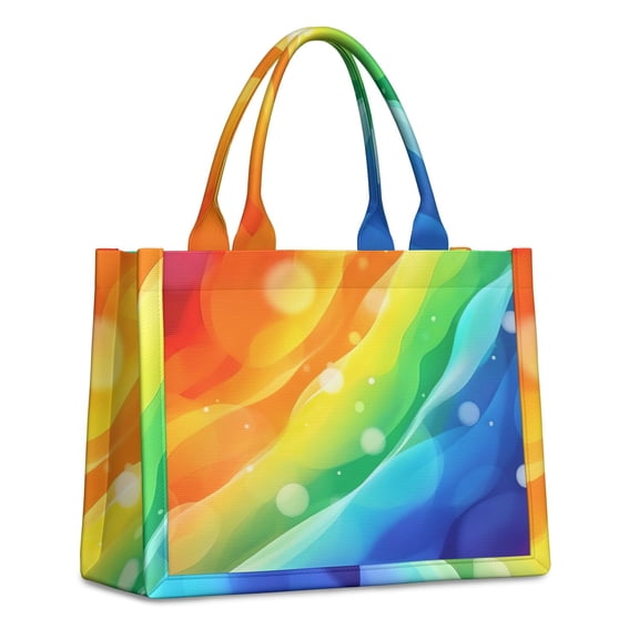 Large Capacity Tote Bag,Rainbow Tie Dye Wave Pattern Handbag Fashion Luxury Tote Bag,15.7"x13"x 5.1" Inches,Laptop Compatible