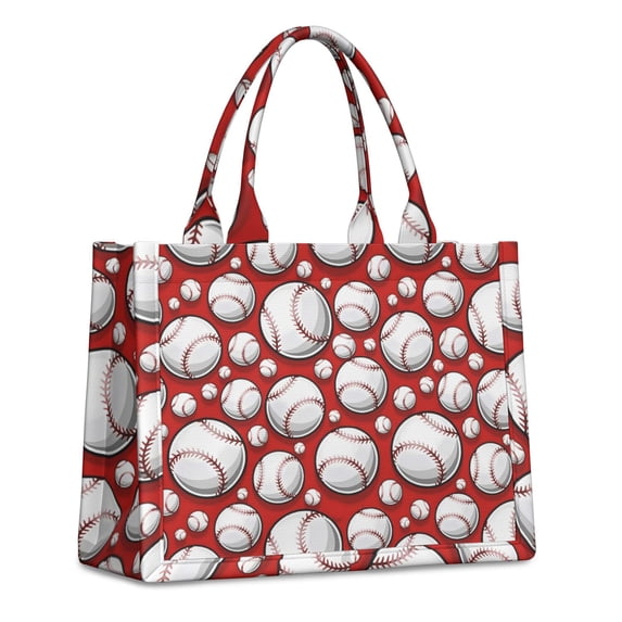 Large Capacity Tote Bag,Red Baseballs Pattern Handbag Fashion Luxury Tote Bag,15.7"x13"x 5.1" Inches,Laptop Compatible