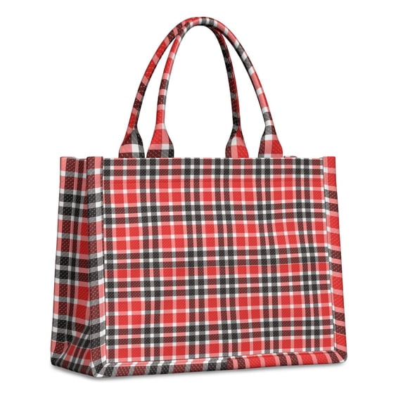 Large Capacity Tote Bag,Red Black White Checkerboard Checkered Pattern Handbag Fashion Luxury Tote Bag,15.7"x13"x 5.1" Inches,Laptop Compatible