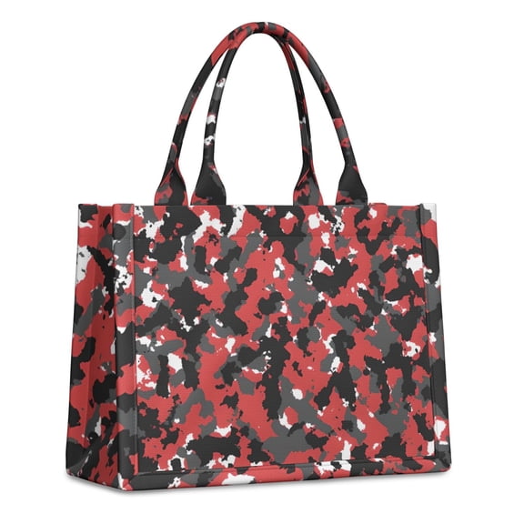 Large Capacity Tote Bag,Red Camo Digital Pixel Pattern Handbag Fashion Luxury Tote Bag,15.7"x13"x 5.1" Inches,Laptop Compatible
