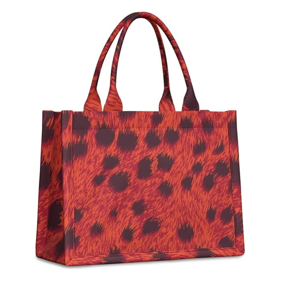 Large Capacity Tote Bag,Red Cheetah Leopard Pattern Handbag Fashion Luxury Tote Bag,15.7"x13"x 5.1" Inches,Laptop Compatible