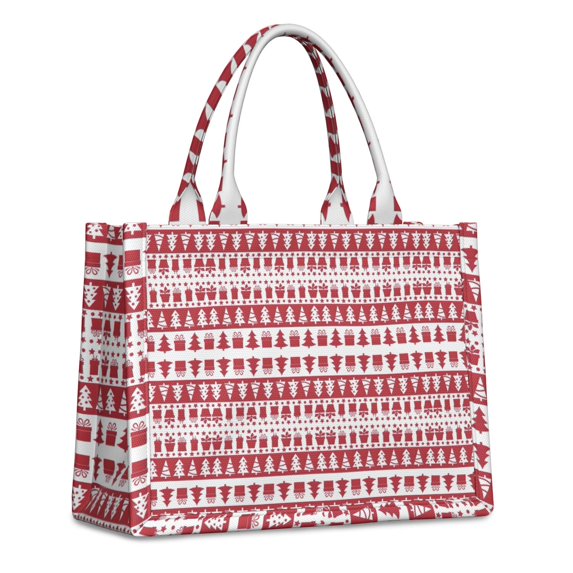 Large Capacity Tote Bag,Red Christmas Pattern Handbag Fashion Luxury Tote Bag,15.7"x13"x 5.1" Inches,Laptop Compatible