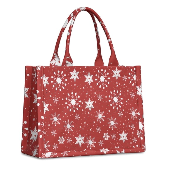 Large Capacity Tote Bag,Red Christmas Snowflake Pattern Handbag Fashion Luxury Tote Bag,15.7"x13"x 5.1" Inches,Laptop Compatible