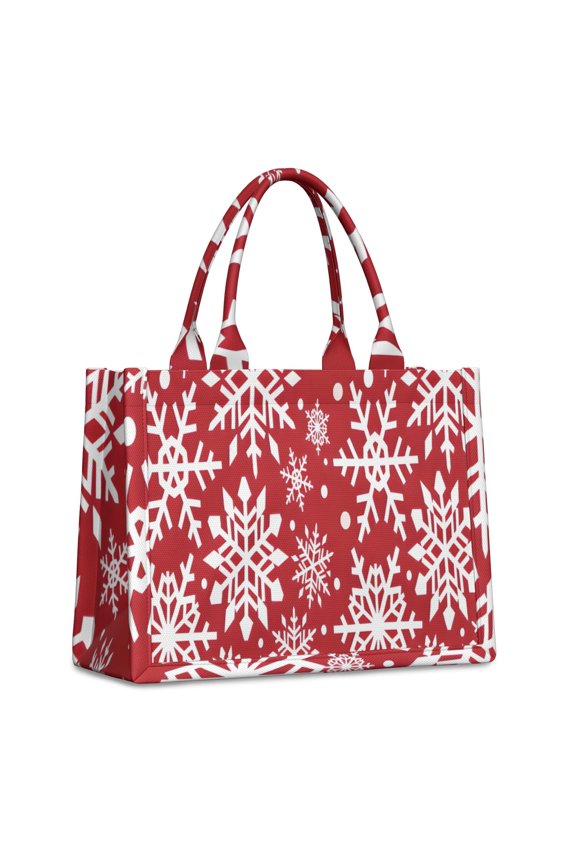 Large Capacity Tote Bag,Red Christmas Snowflake Pattern Handbag Fashion Luxury Tote Bag,15.7"x13"x 5.1" Inches,Laptop Compatible