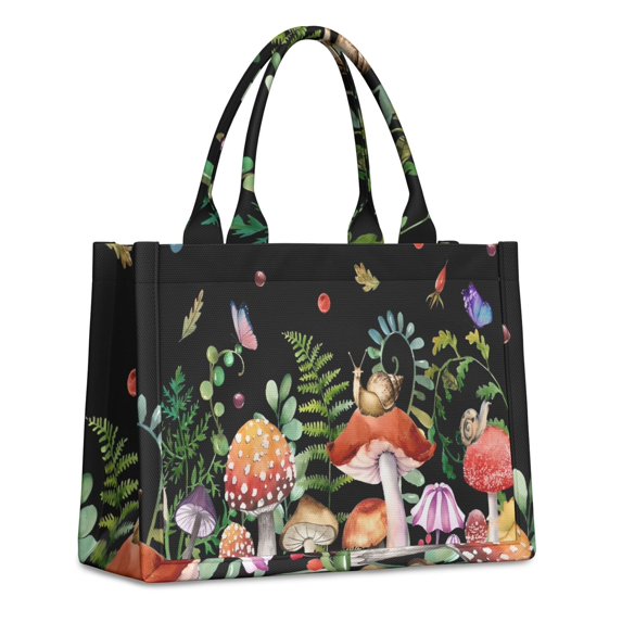 Large Capacity Tote Bag,Red Mushroom Snail Black Pattern Handbag Fashion Luxury Tote Bag,15.7"x13"x 5.1" Inches,Laptop Compatible