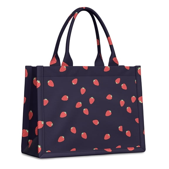 Large Capacity Tote Bag,Red Strawberry Plants Dark Pattern Handbag Fashion Luxury Tote Bag,15.7"x13"x 5.1" Inches,Laptop Compatible