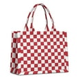 thumbnail image 1 of Large Capacity Tote Bag,Red and White Checkered Pattern Handbag Fashion Luxury Tote Bag,15.7"x13"x 5.1" Inches,Laptop Compatible, 1 of 6