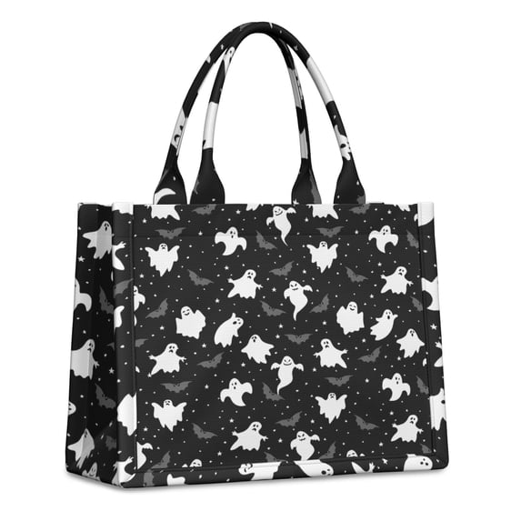 Large Capacity Tote Bag,Spooky Halloween Ghosts Pattern Handbag Fashion Luxury Tote Bag,15.7"x13"x 5.1" Inches,Laptop Compatible
